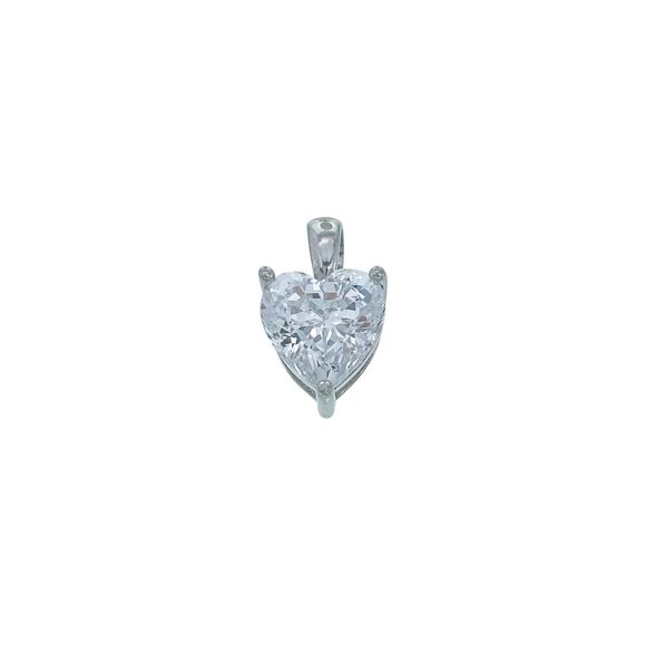 Silver 925 CZ Heart Pendant - Picture 1 of 5